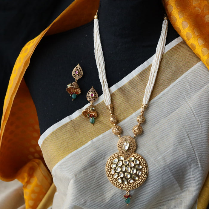 Padmini pearl long pendant necklace with earrings PAD099