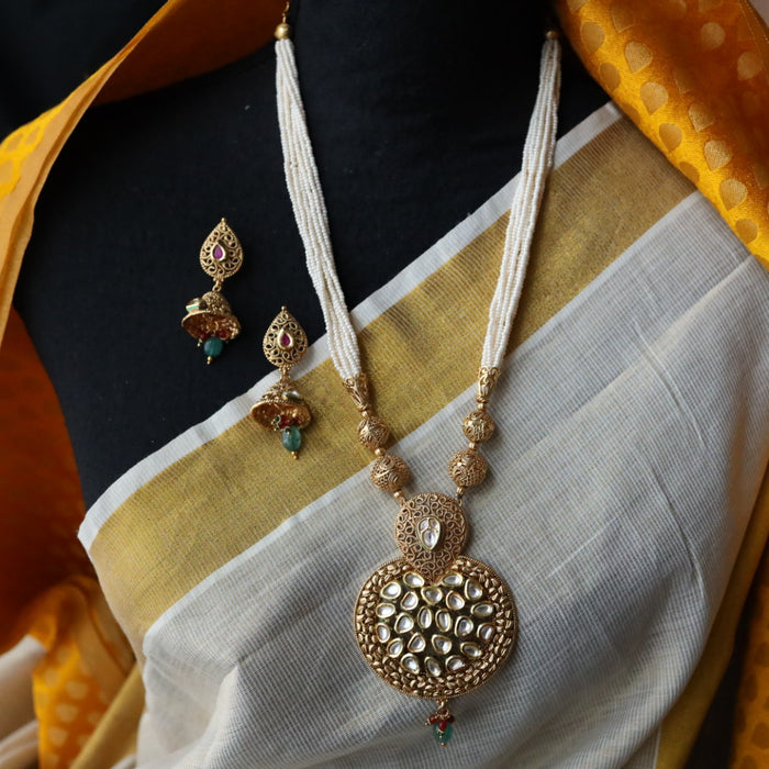 Padmini pearl long pendant necklace with earrings PAD099