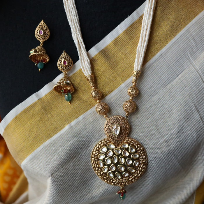 Padmini pearl long pendant necklace with earrings PAD099