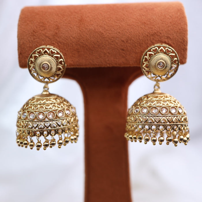 Antique gold stone and pearls jumka earrings 23060