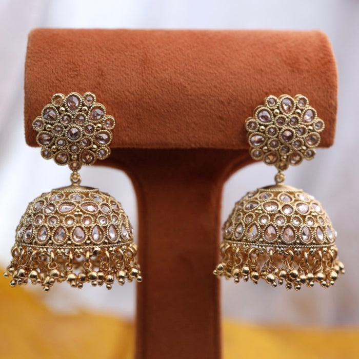 Antique stone and pearls jumka earrings 23051