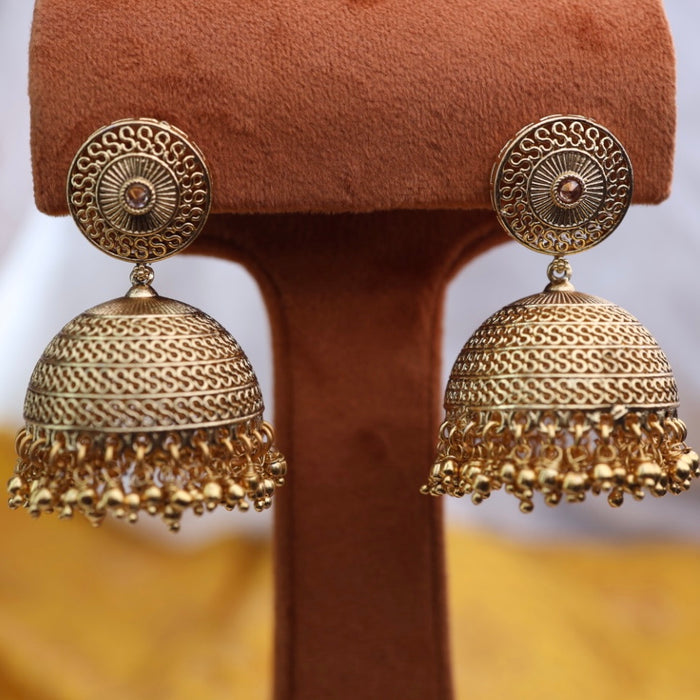 Antique stone and pearls jumka earrings 23054