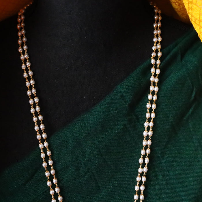 Heritage gold plated ruby white stone padakam long chain 17665773