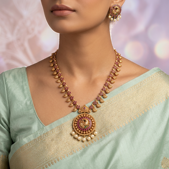 Antique short necklace with earrings S1B1098