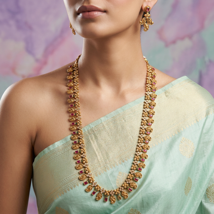 Antique long necklace with earrings LL03048