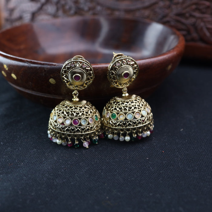Trendy pearl antique jumka earrings 23047