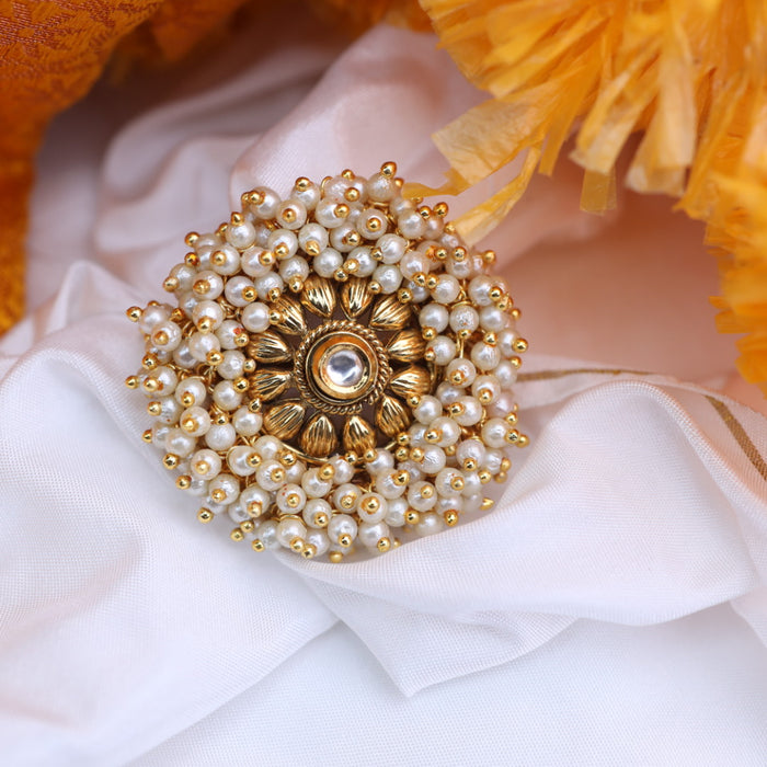 Antique and pearl adjustable ring - one size fits all 116551