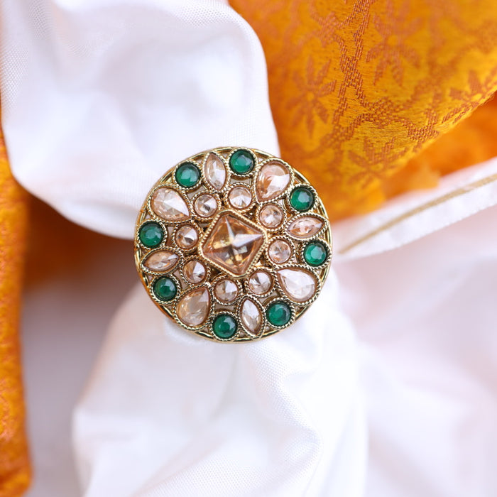 Trendy Antique green stone adjustable ring - one size fits all 116557