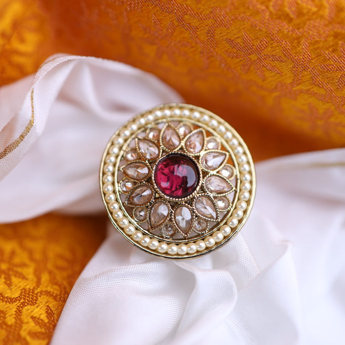Trendy ruby white stone adjustable ring - one size fits all 116561