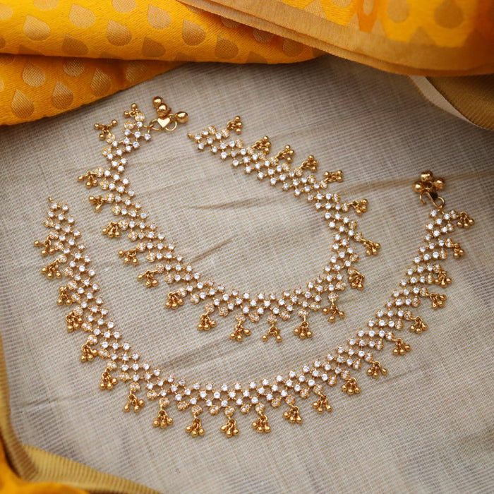 Heritage gold white stone traditional anklet HAN009