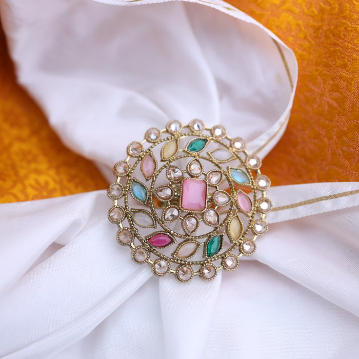 Trendy multi colour stone adjustable ring - one size fits all 116564