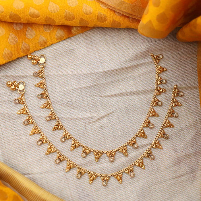 Heritage gold white stone traditional anklet HAN014