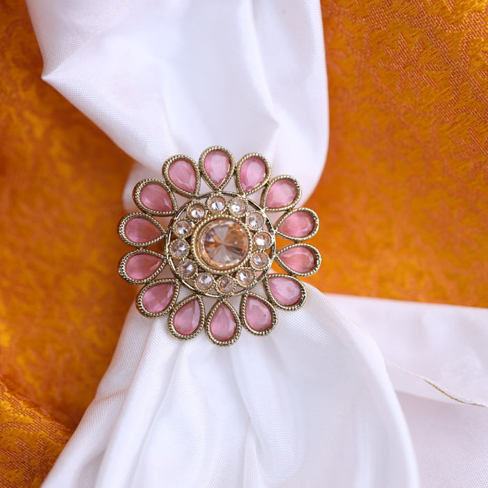 Trendy pink stone adjustable ring - one size fits all 116568