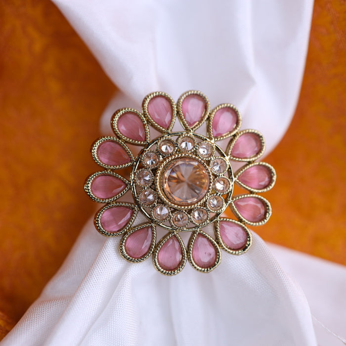 Trendy pink stone adjustable ring - one size fits all 116568