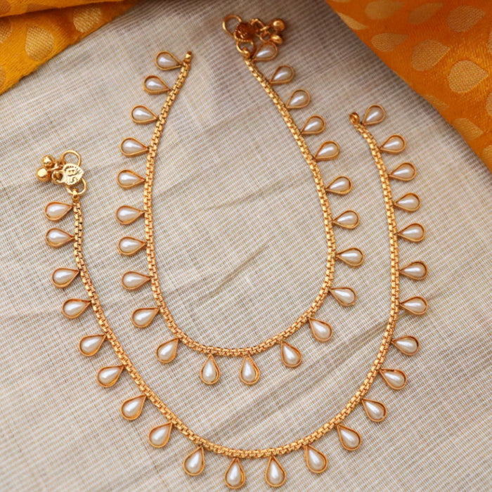 Heritage gold and pearl traditional anklet HAN021