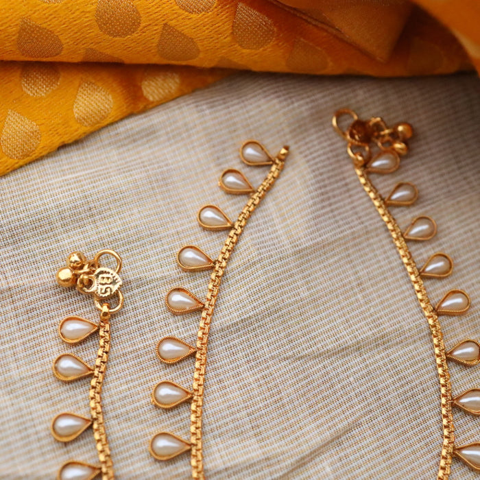 Heritage gold and pearl traditional anklet HAN021