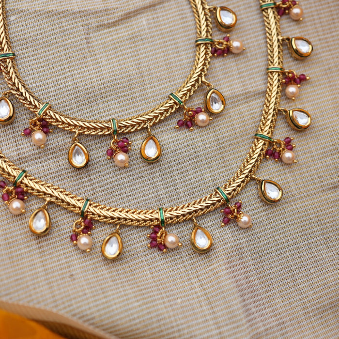 Heritage gold and ruby pearl traditional anklet HAN027