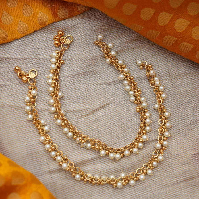 Heritage gold and pearl traditional anklet HAN33