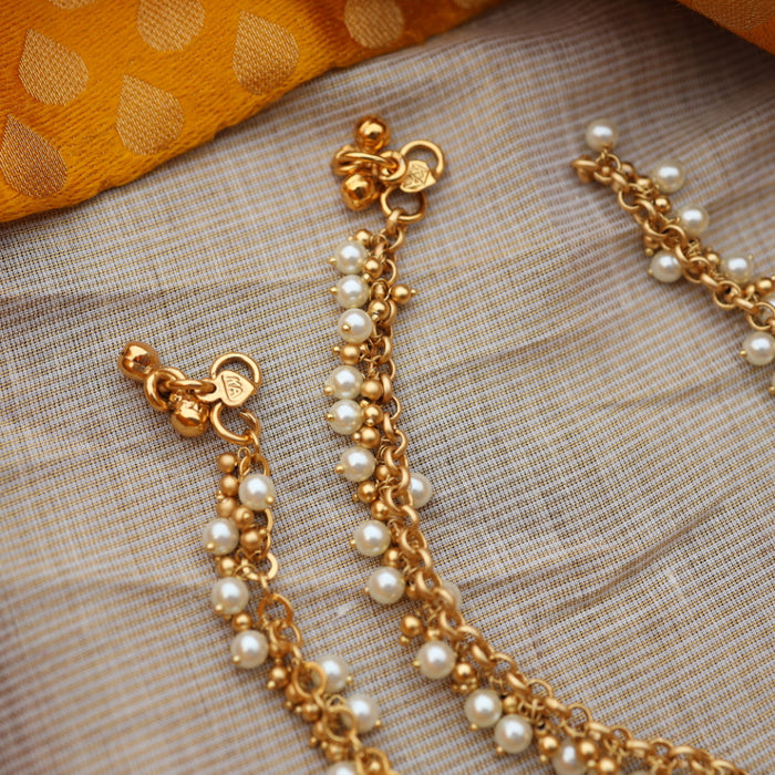 Heritage gold and pearl traditional anklet HAN33