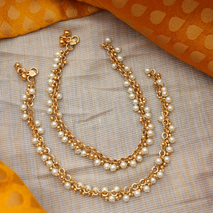 Heritage gold and pearl traditional anklet HAN33