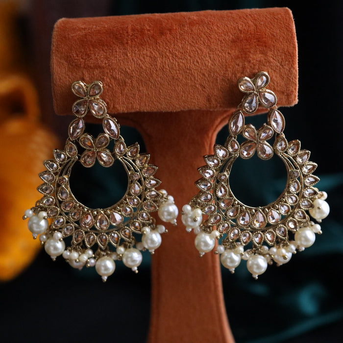 Trendy pearl flat earrings 124445