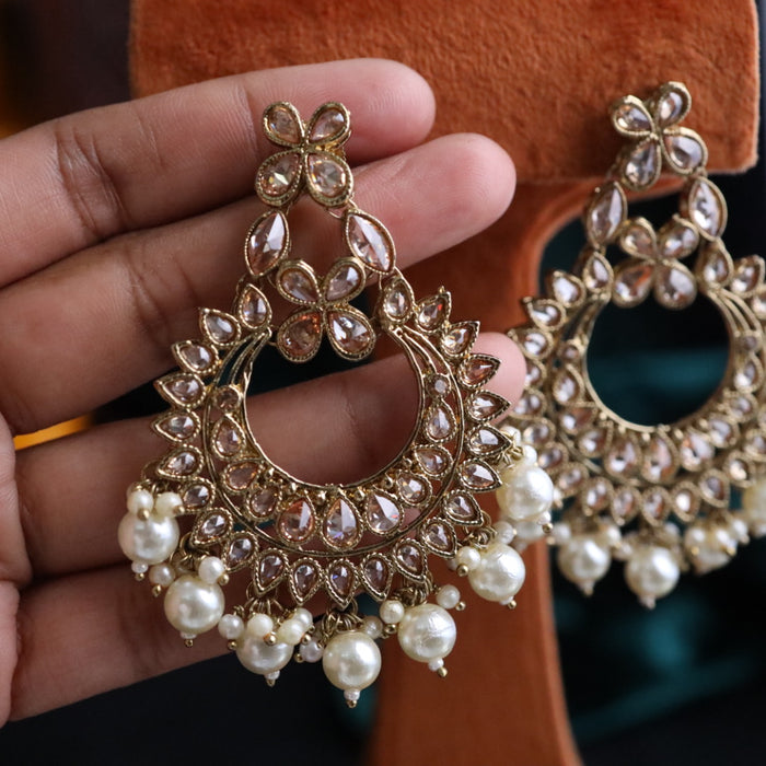 Trendy pearl flat earrings 124445