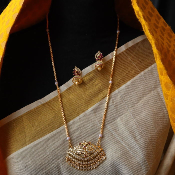 Heritage gold simple padakam necklace with earrings HP004