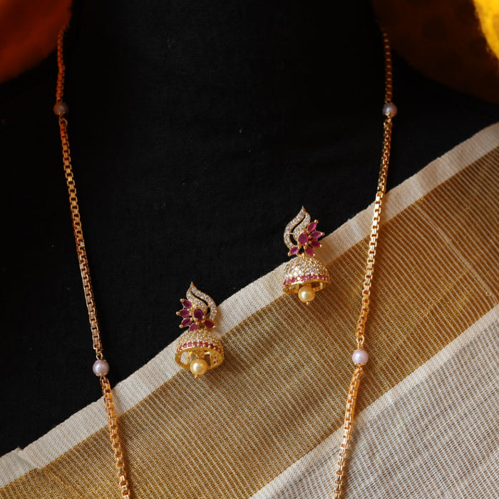 Heritage gold simple padakam necklace with earrings HP004