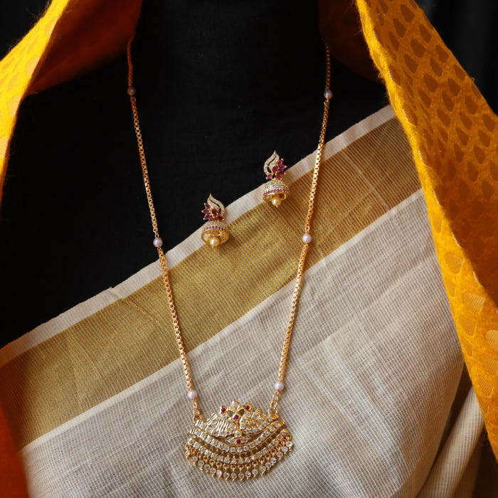 Heritage gold simple padakam necklace with earrings HP004