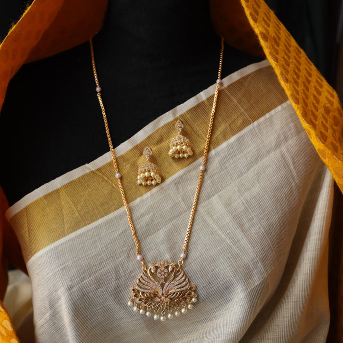 Heritage gold simple padakam necklace with earrings HP005