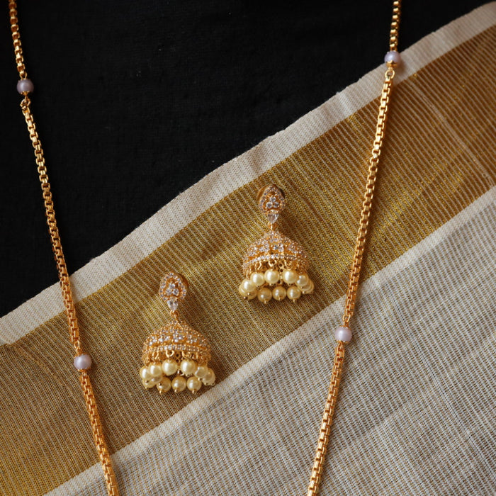 Heritage gold simple padakam necklace with earrings HP005