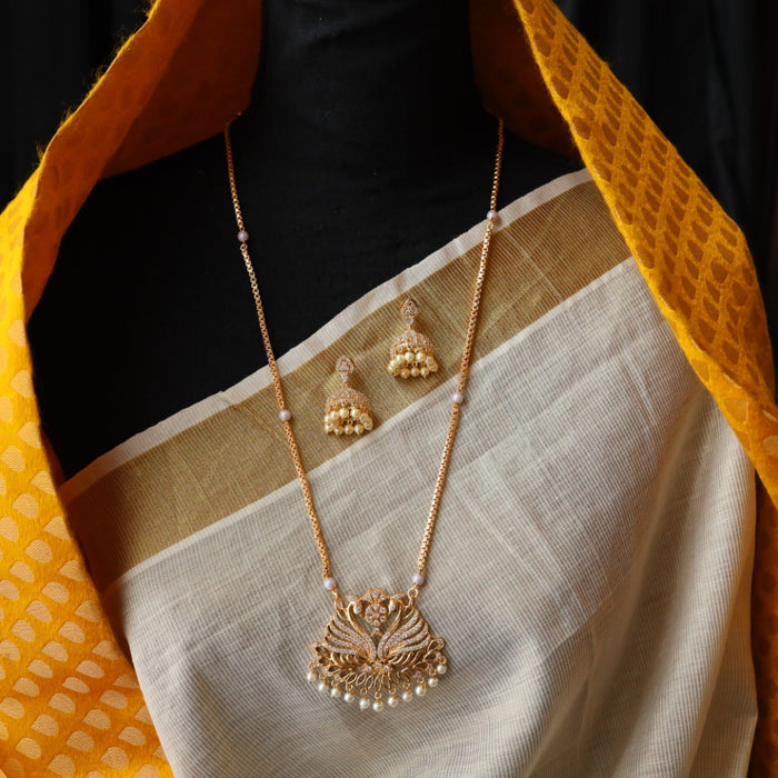 Heritage gold simple padakam necklace with earrings HP005