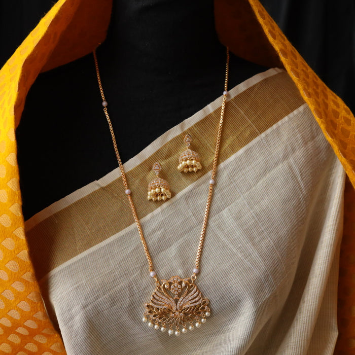 Heritage gold simple padakam necklace with earrings HP005