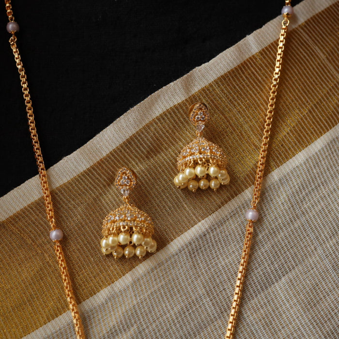 Heritage gold simple padakam necklace with earrings HP005