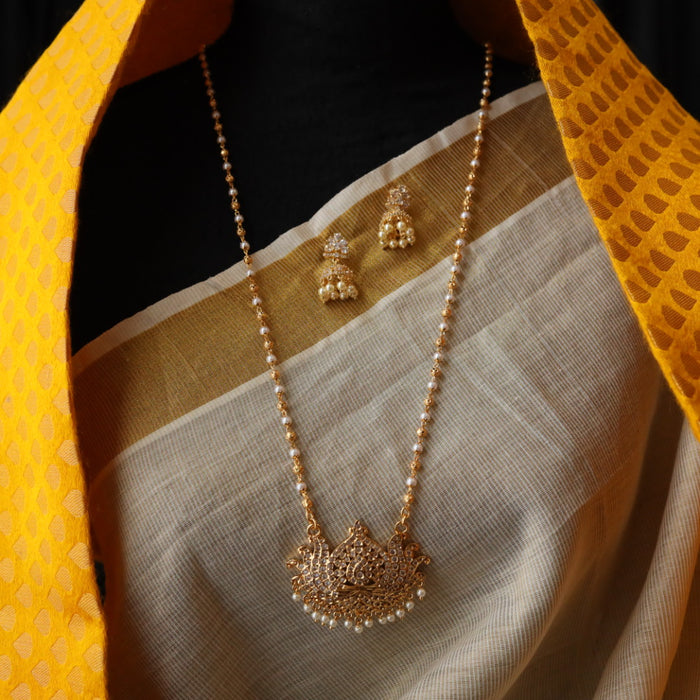 Heritage gold simple padakam necklace with earrings HP006