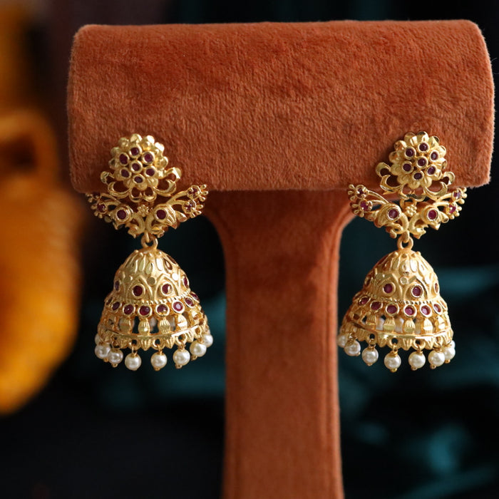 Heritage gold plated jumka earrings 124451