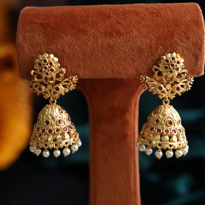 Heritage gold plated jumka earrings 124451