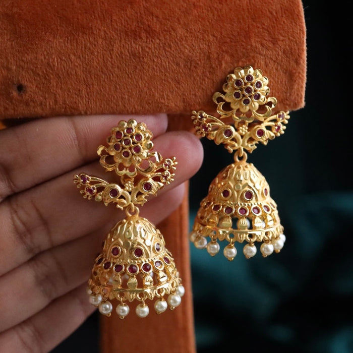 Heritage gold plated jumka earrings 124451