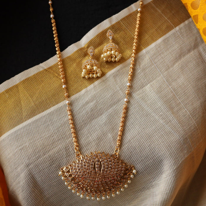 Heritage gold simple padakam necklace with earrings HP006