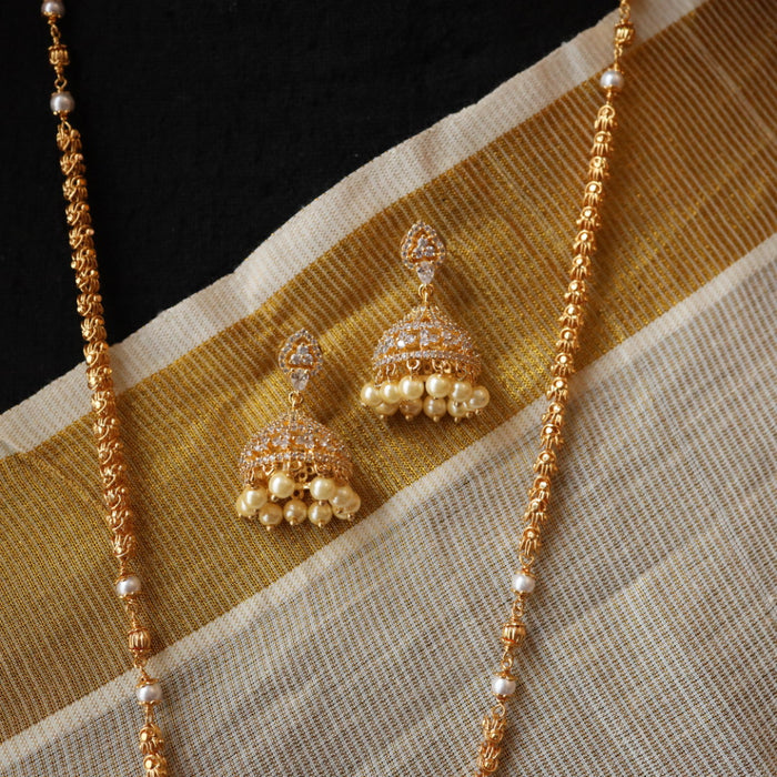 Heritage gold simple padakam necklace with earrings HP006