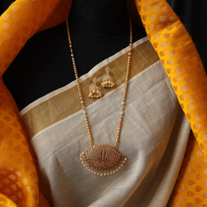 Heritage gold simple padakam necklace with earrings HP006