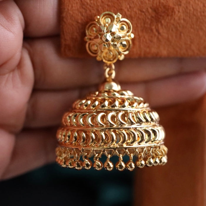 Heritage gold plated jumka earrings 124454