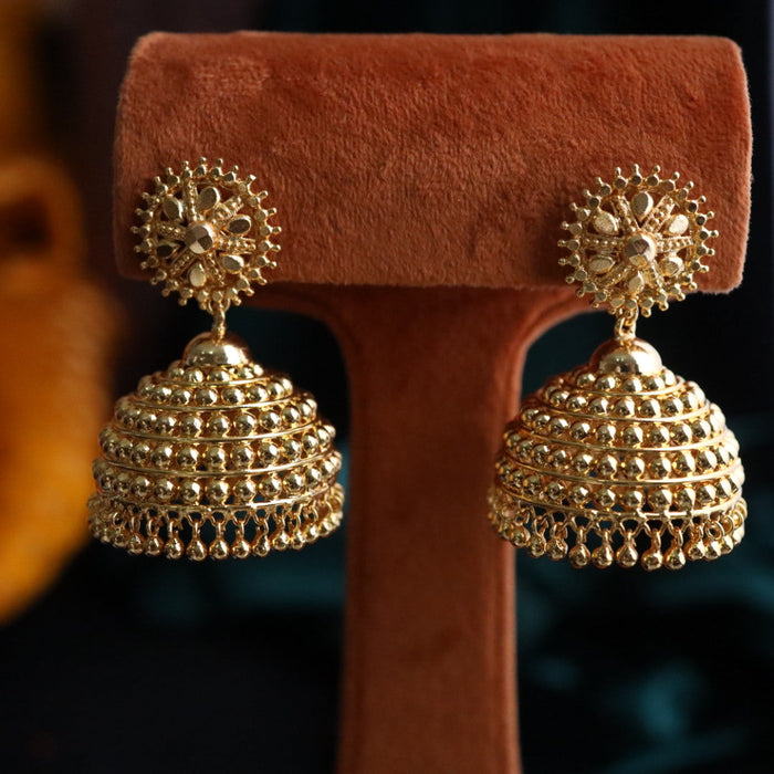 Heritage gold plated jumka earrings 1244555