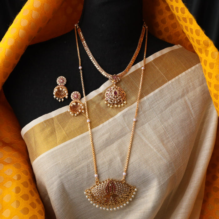 Heritage gold plated padakam necklace set