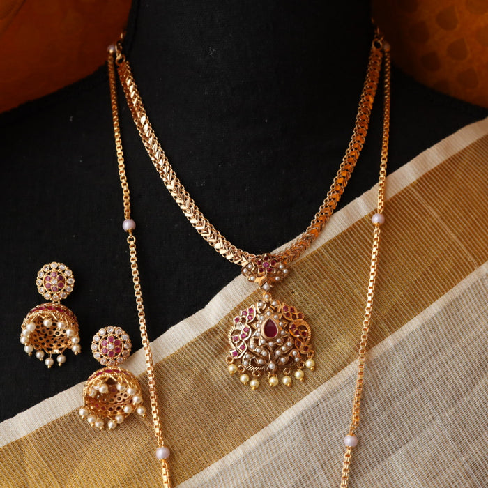 Heritage gold plated padakam necklace set HP014