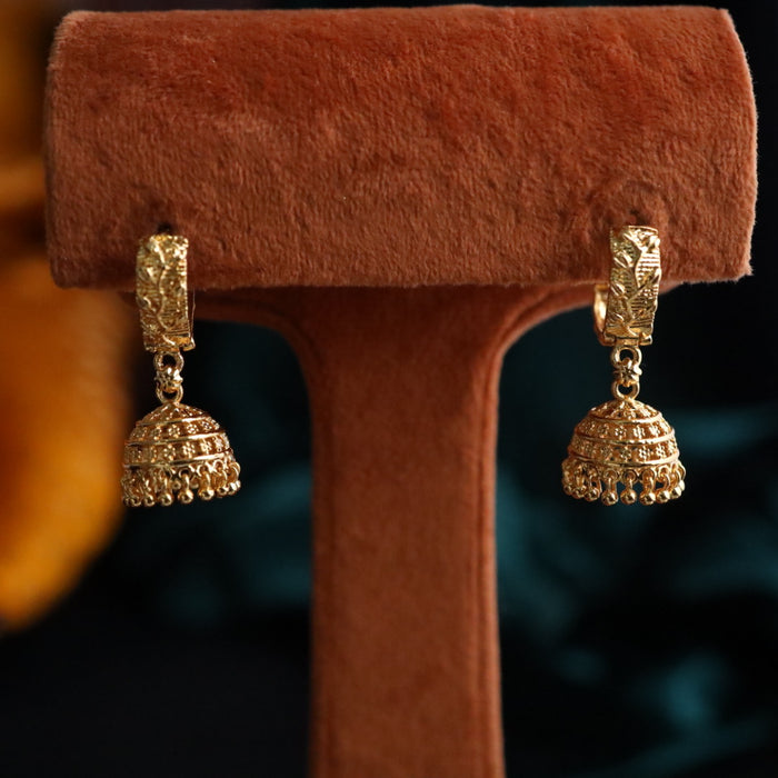 Heritage gold plated hoop jumka earrings 124463