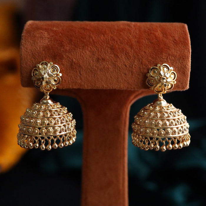 Heritage gold plated jumka earrings 124463