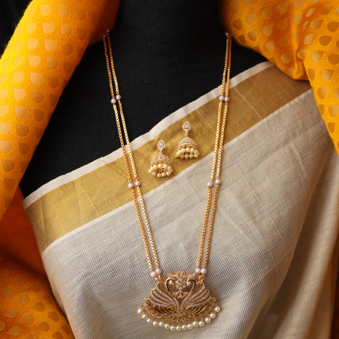 Heritage gold plated white padakam necklace with earrings HP017