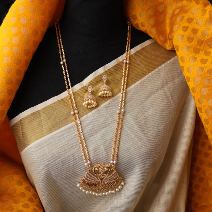 Heritage gold plated white padakam necklace with earrings HP017