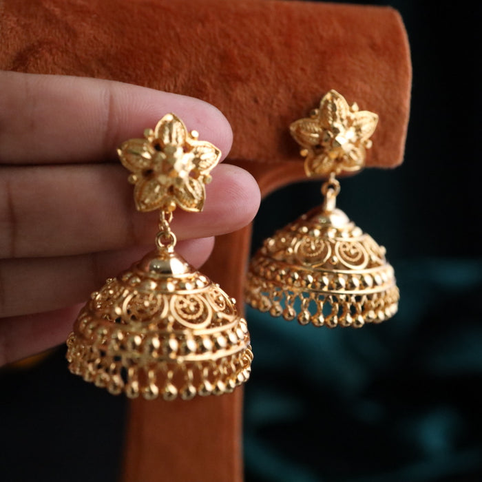 Heritage gold plated jumka earrings 124462